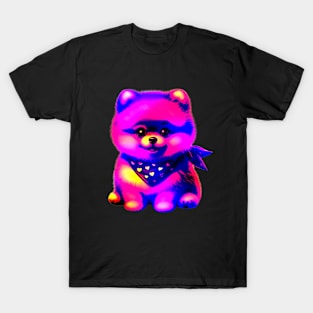 Blue Magenta Yellow Pomeranian Puppy T-Shirt